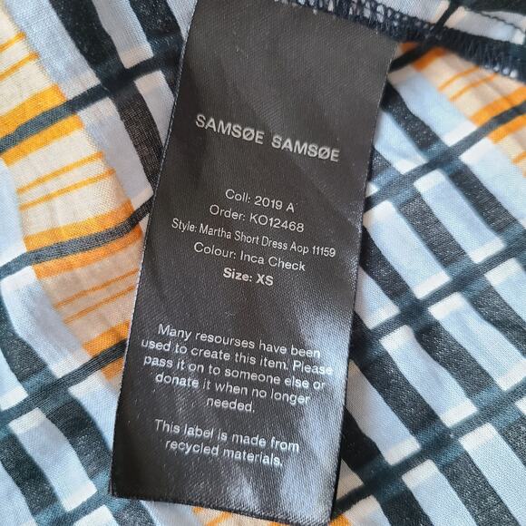 Samsoe Samsoe Martha Short Dress Organic Cotton Plaid Ruffle Long Sleeve Size XS - Picture 10 of 14